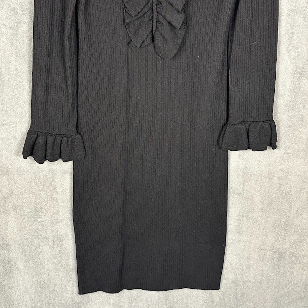 Trina Turk Dress Womens Large Black Quill Ruffle Sweater Quiet Luxury Party - Picture 5 of 13